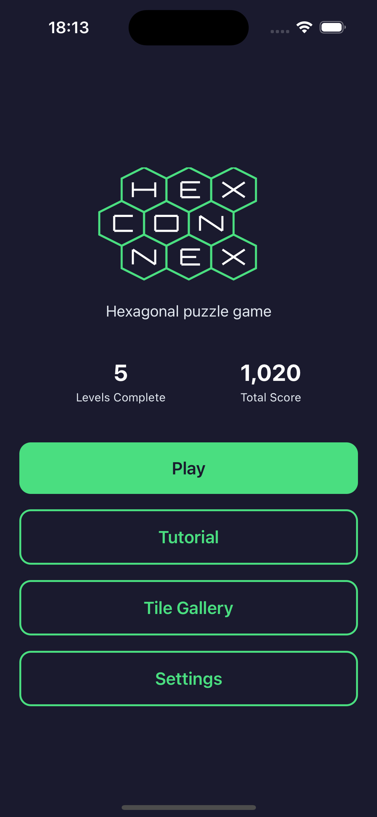 Hexconnex Main Menu